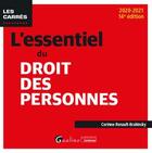 Couverture du livre « L'essentiel du droit des personnes (édition 2020/2021) » de Corinne Renault-Brahinsky aux éditions Gualino