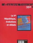 Couverture du livre « La ve republique, evolutions et debats n 332 » de  aux éditions Documentation Francaise