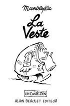 Couverture du livre « La veste » de Mandryka aux éditions Alain Beaulet