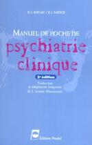 Couverture du livre « Manuel de poche de psychiatrie clinique (2e édition) » de Kaplan/Sadock aux éditions Pradel