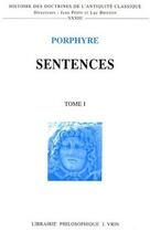 Couverture du livre « Sentences - edition bilingue » de Porphyre aux éditions Vrin