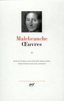 Couverture du livre « Oeuvres Tome 2 » de Nicolas Malebranche aux éditions Gallimard