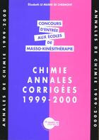 Couverture du livre « Annales de chimie - 99/00 » de  aux éditions Heures De France