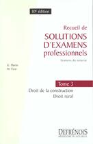 Couverture du livre « Solutions examens prof. t.3 » de Morin/Vion aux éditions Defrenois