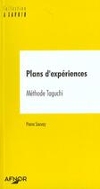 Couverture du livre « Plans d'experiences. methode taguchi » de Souvay P. aux éditions Afnor