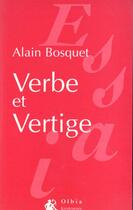 Couverture du livre « Verbe et vertige » de Alain Bosquet aux éditions Olbia