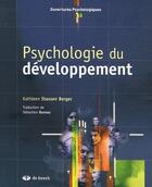 Couverture du livre « Psychologie du développement » de Berger aux éditions De Boeck Superieur