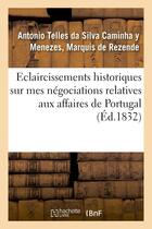 Couverture du livre « Eclaircissemens historiques sur mes negociations relatives aux affaires de portugal - : depuis la mo » de Rezende Antonio aux éditions Hachette Bnf