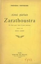 Couverture du livre « Ainsi parlait Zarathoustra » de Friedrich Nietzsche aux éditions Mercure De France