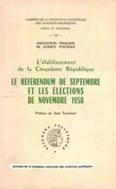 Couverture du livre « L'établissement de la V République » de  aux éditions Presses De Sciences Po