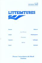 Couverture du livre « Litterature automne 2000 43 » de  aux éditions Pu Du Midi