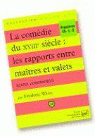 Couverture du livre « La comédie duXVIIe siècle ; les rapports entre maîtres et valets ; textes commentés » de Weiss F aux éditions Belin Education