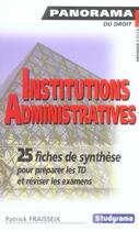 Couverture du livre « Institutions administratives » de Patrick Fraisseix aux éditions Studyrama