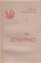 Couverture du livre « De iosepho » de Philon D'Alexandrie aux éditions Cerf