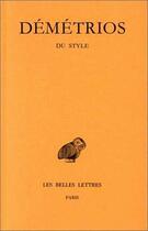 Couverture du livre « Du style » de Demetrios aux éditions Belles Lettres