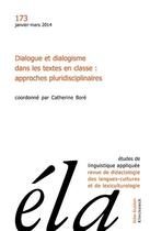 Couverture du livre « Etudes de linguistique appliquee - n 1/2014 - dialogue et dialogisme dans les textes en classe : app » de Galisson Robert aux éditions Klincksieck
