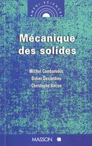 Couverture du livre « Mecanique Des Solides » de Desjardins et Combarnous aux éditions Elsevier-masson