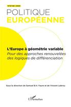 Couverture du livre « L'europe a geometrie variable - vol6768 - differenciation n 67-68 2020 » de Faure Samuel aux éditions L'harmattan