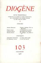 Couverture du livre « Diogene 103 » de Collectifs Gallimard aux éditions Gallimard