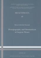 Couverture du livre « Prosography and onomasticon of Aegean Thrace » de Maria-Gabriella Parissaki aux éditions National Hellenic Research Foundation