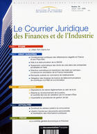 Couverture du livre « Courrier juridique des finances et de l'industrie n.34 ; juillet-aout 05 » de  aux éditions Documentation Francaise