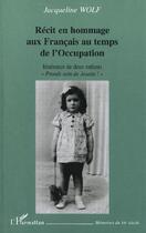 Couverture du livre « Récit en hommage aux français au temps de l'occupation : itinérance de deux enfants 