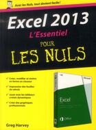 Couverture du livre « Excel 2013 pour les nuls » de Greg Harvey aux éditions First Interactive