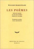 Couverture du livre « Les poemes » de William Shakespeare aux éditions Mercure De France