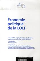 Couverture du livre « Économie politique de la lolf » de Edward Arkwright et Christian De Boissieu aux éditions Documentation Francaise