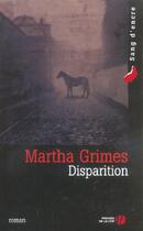 Couverture du livre « Disparition » de Martha Grimes aux éditions Presses De La Cite