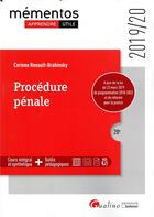 Couverture du livre « Procedure penale - 20e ed. - integre les dispositions de la loi du 23 mars 2019 de programmation 201 » de Renault-Brahinsky C. aux éditions Gualino