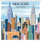 Couverture du livre « New york horizons calendrier mural 2018 300 300 mm square - quelques lignes quelques coule » de Baldet A aux éditions Calvendo