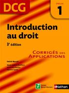 Couverture du livre « Introduction au droit ; épreuve 1 DCG ; corrigés des applications (3e édition) » de  aux éditions Nathan