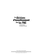 Couverture du livre « Décisions d'investissement dans les PME ; comment évaluer la rentabilité financière » de Robert Beaudoin aux éditions Presses De L'universite Du Quebec