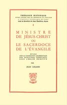 Couverture du livre « Ministre de jesus-christ ou le sacerdoce de l'evangile » de Jean Colson aux éditions Beauchesne