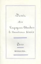 Couverture du livre « Devoir des compagnons blanchers et chamoiseurs réunis » de J.-F. Piron aux éditions Gutemberg