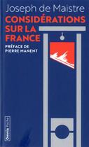 Couverture du livre « Considérations sur la France » de Joseph De Maistre aux éditions Omnia