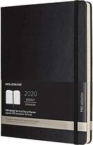 Couverture du livre « Agenda 2020 pro semainier vertical grand format noir rigide » de Moleskine aux éditions Moleskine