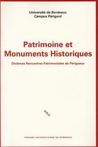 Couverture du livre « Patrimoine et monuments historiques » de Dominique Audrerie aux éditions Pu De Bordeaux