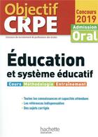 Couverture du livre « Objectif crpe education et systeme educatif 2019 » de Serge Herreman aux éditions Hachette Education