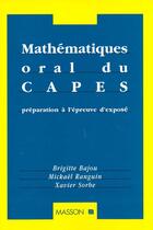 Couverture du livre « Oral Du Capes : Preparation A L'Epreuve D'Expose » de Bajou et Ranquin aux éditions Elsevier-masson