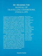 Couverture du livre « Re-reading the manual of travelling exhibitions » de  aux éditions Spector Books