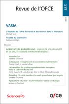 Couverture du livre « Revue de l'OFCE N° 183 (2023/4) : VARIA - Dossier : agriculture européenne » de 0 Divers aux éditions Ofce