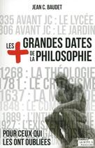 Couverture du livre « Les plus grandes dates de la philosophie » de Jean C. Baudet aux éditions La Boite A Pandore