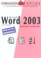 Couverture du livre « Word 2003 - Fonctions Avancees » de Daude aux éditions Dunod