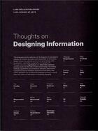 Couverture du livre « Thoughts on designing information » de Gobert Inge /Van Loo aux éditions Lars Muller