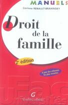 Couverture du livre « Droit de la famille (2e édition) » de Renault-Brahinsky Co aux éditions Gualino