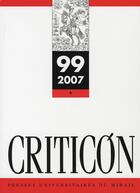 Couverture du livre « Criticon n 99 » de Robert Jammes aux éditions Pu Du Midi