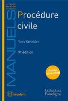 Couverture du livre « Procédure civile (9e édition) » de Yves Strickler aux éditions Bruylant