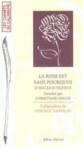 Couverture du livre « La rose est sans pourquoi » de Vincent Geneslay et Angelus Silesius aux éditions Albin Michel